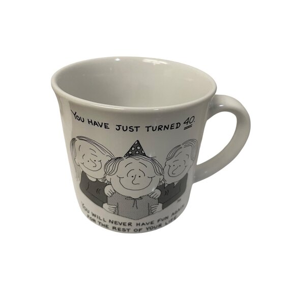 40th Birthday Celebration Coffee Mug With Humorous Cartoon & Text - Picture 5 of 10
